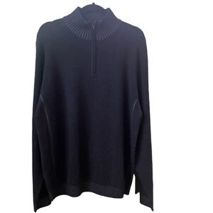JWN Men's Sz L 1/4 zip Italian 100% Extrafine Merino
Wool Sweater Navy Blue